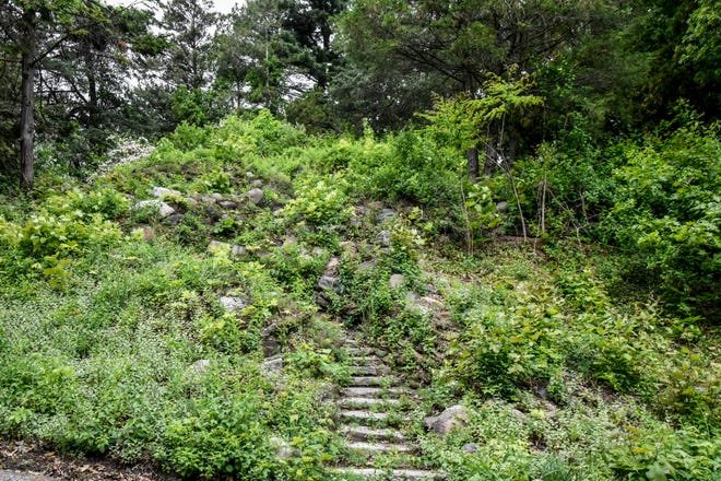 The rock garden at Irving Park is photographed on Thursday, June 3, 2021 in Battle Creek, Mich.